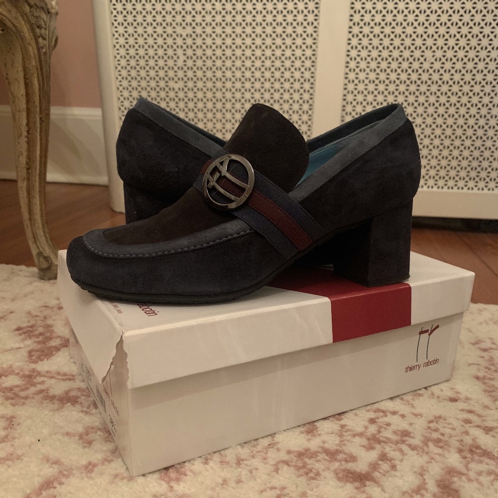 Thierry Rabotin Mellin Navy Charcoal Suede Heel